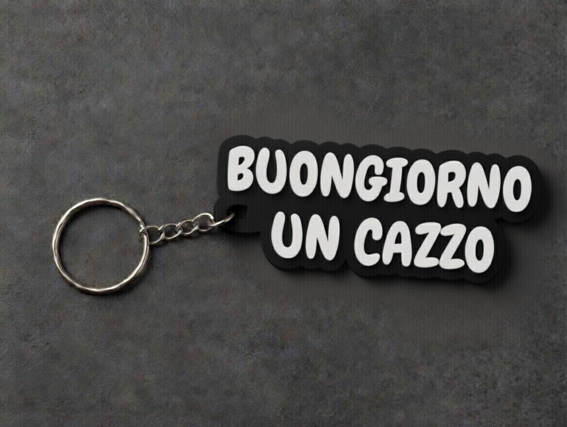 Portachiavi “Buongiorno un cazzo” – Gadget ironico 3D | Badalab
